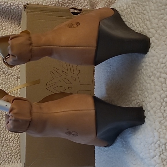 Timberland wheat booties with bows 9.5 women's wedge heels gold bows - Picture 4 of 5